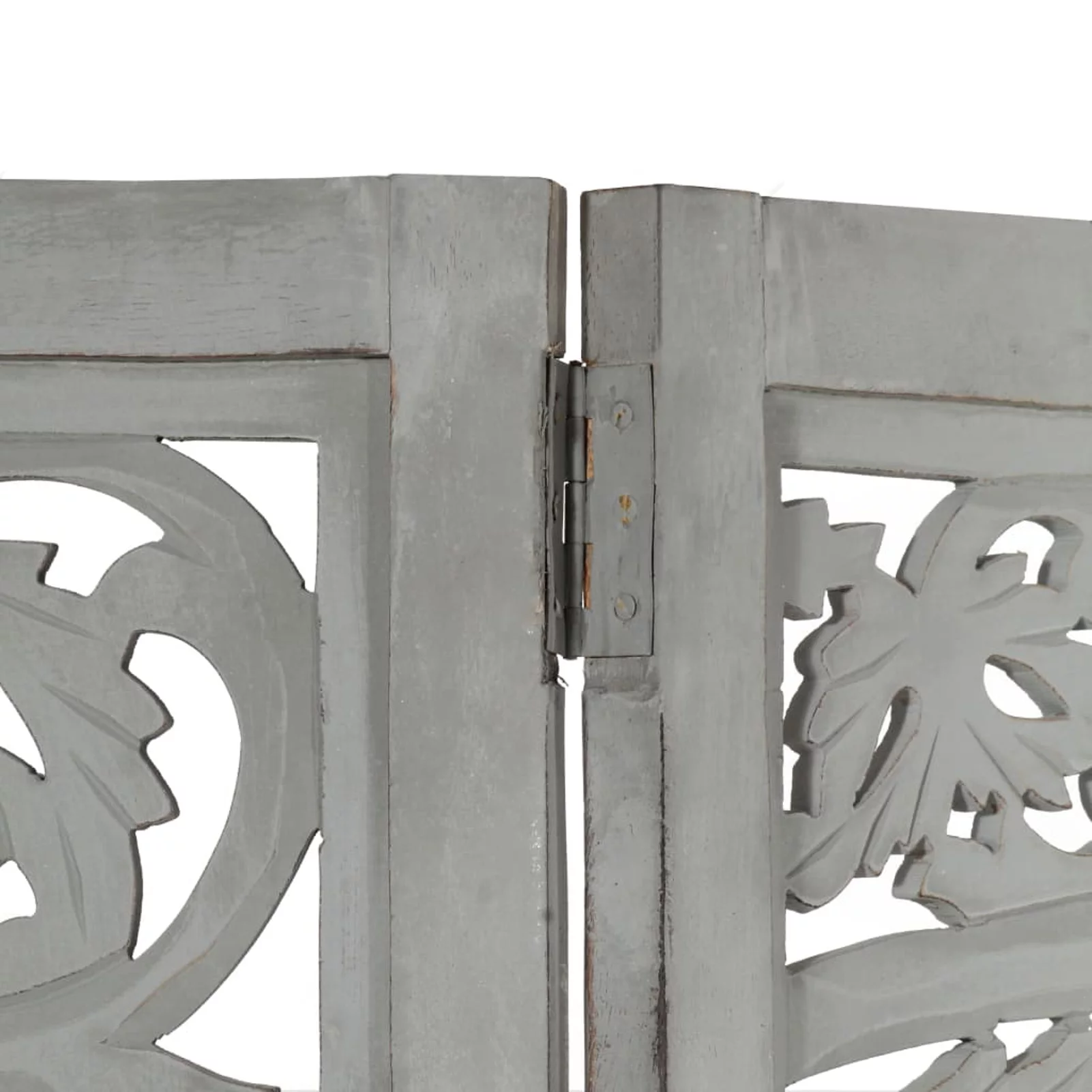 Hand carved 3-Panel Room Divider Gray 47.2
