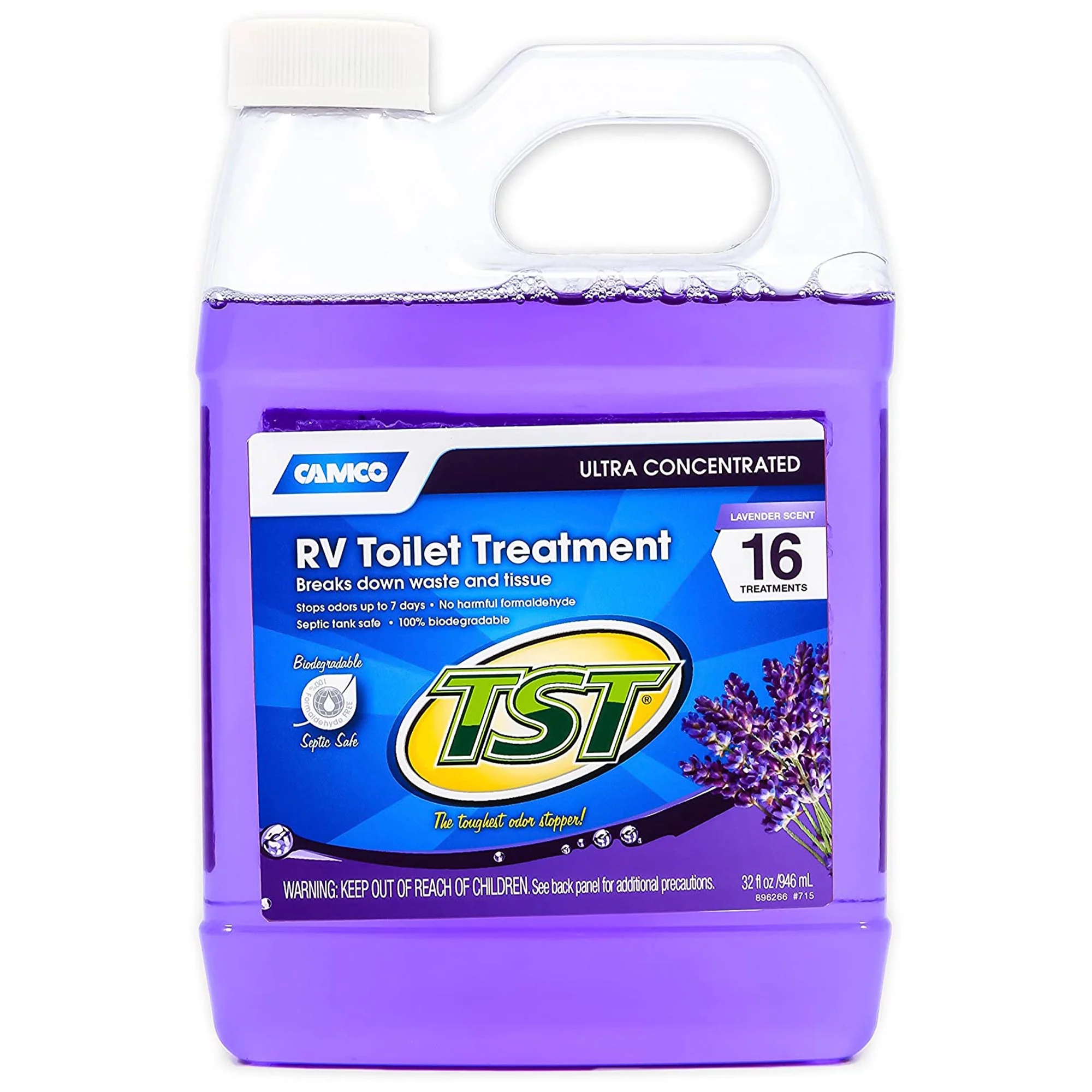 Camco TST 32 oz Ultra Concentrated RV Toilet Waste Odor Treatment, Lavender