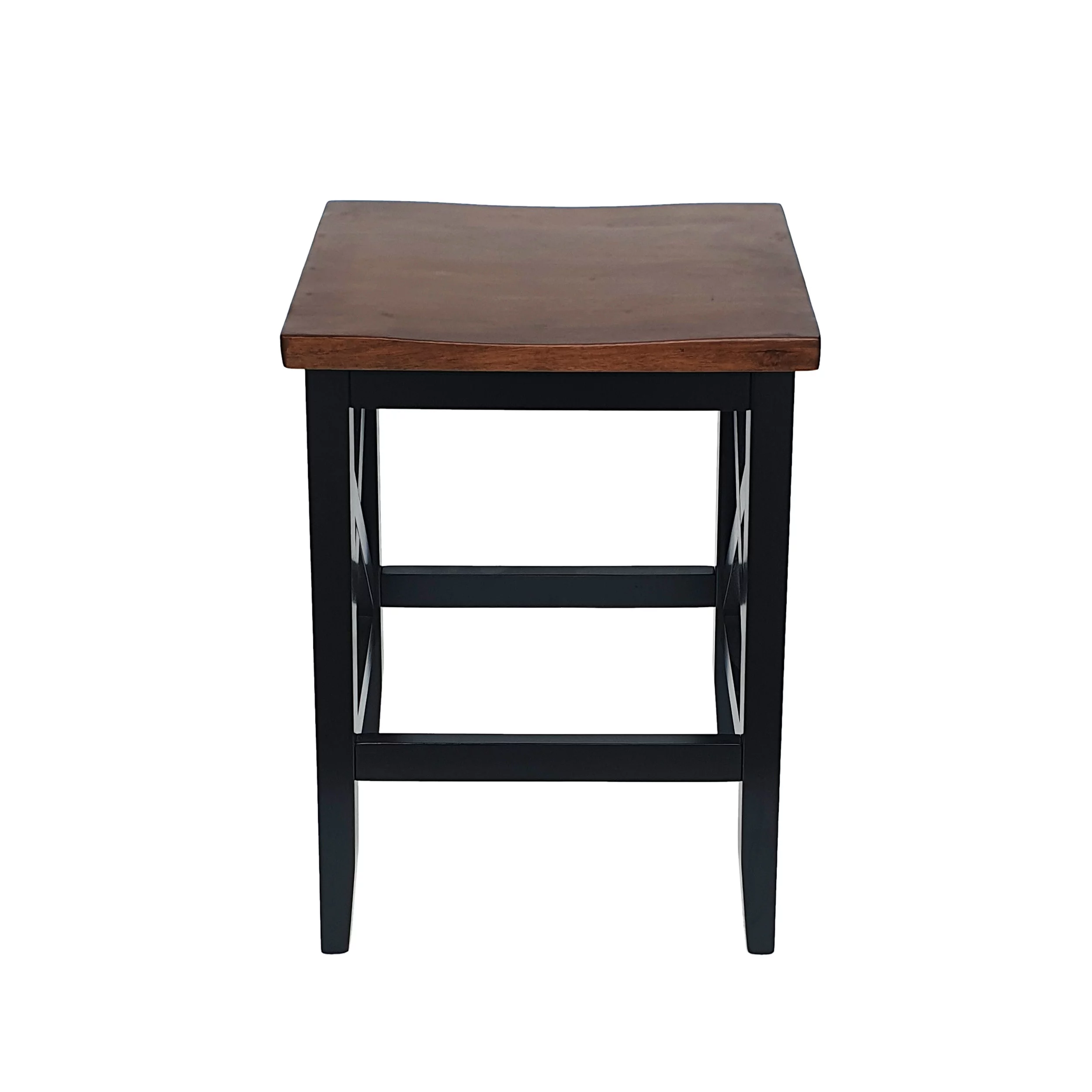 GDF Studio Cricket Farmhouse Wooden 26 Inch Backless Counter Stools, Set of 2, Light Gray and Black