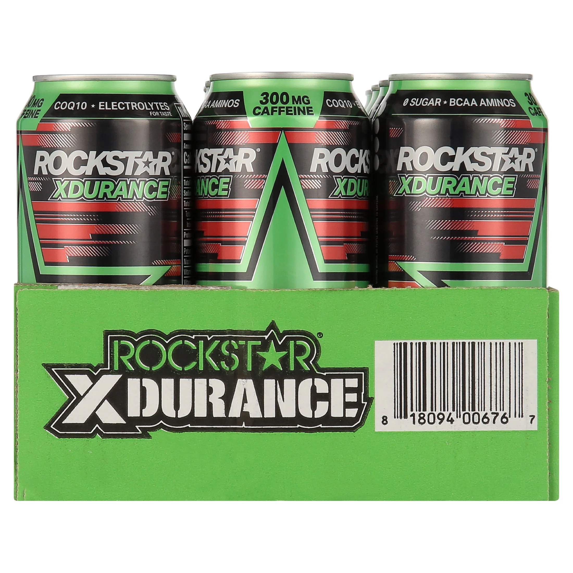 Rockstar Xdurance Energy Drink Super Sour Green Apple, 16.0oz 12 Pack