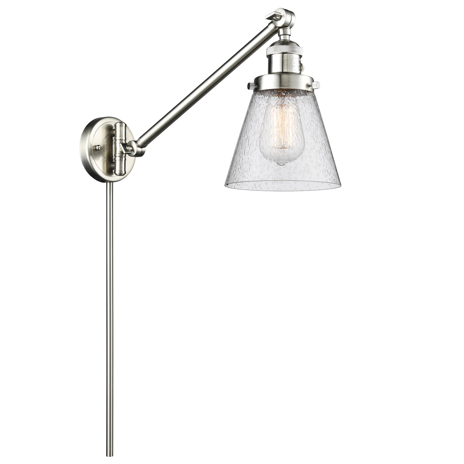 Innovations 237-SN-G64-LED Small Cone 1 Light Swing Arm part of the Franklin Restoration Collection, Brushed Satin Nickel