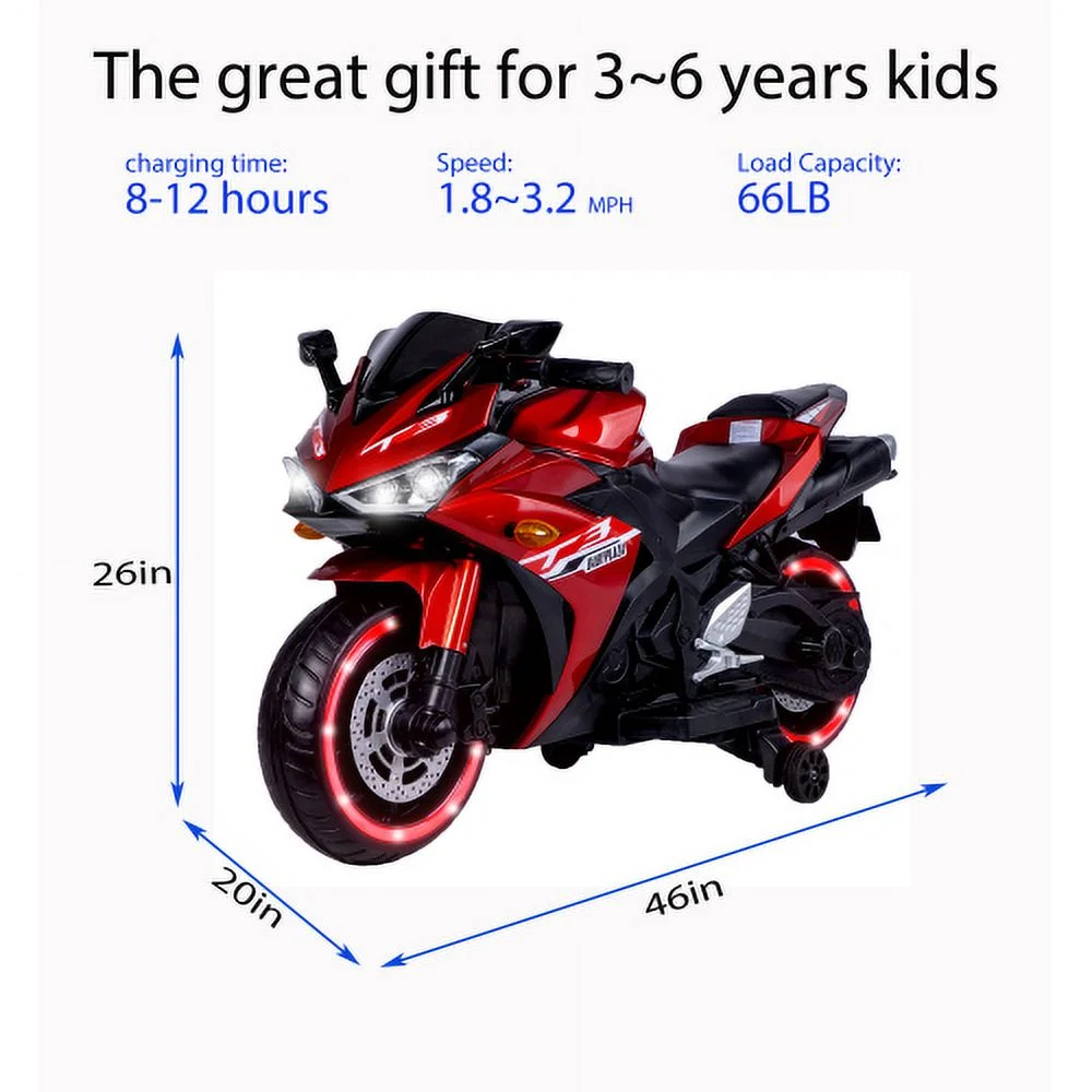 Kids Motorcycle,Tamco 12V Motorcycle For Kids 3 4 5 6 Years Boys Girls 12V7Ah Kids Motorcycle Ride On Toy With Training Wheels/Manual Throttle