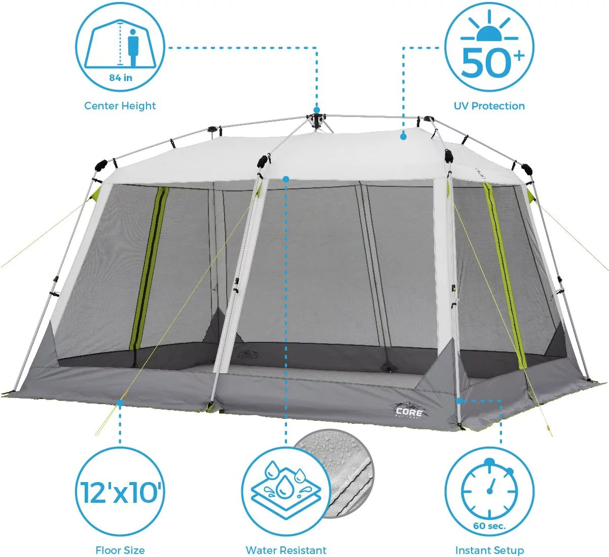 YILAN 12'x10' Instant Screen House | Folding and Portable Large Pop Up Canopy Shelter with Included Carry Bag | Perfect for Family Camping, Outdoor, Picnic, Backyards, BBQ, Tailgate, Patio and Party
