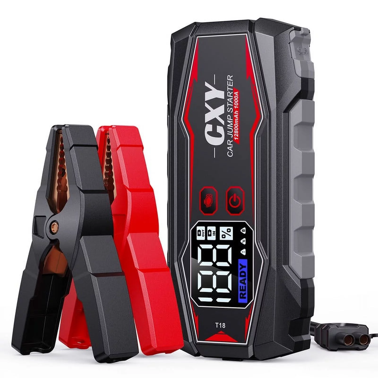 CXY T18 1000 Amp Jump Starter Power Pack, Fast Charging 12V Car Jump Starter, Car Battery Booster, Portable Power Bank Charger with Digital LED Screen for Up To 6L Gas or 3L Diesel Engine