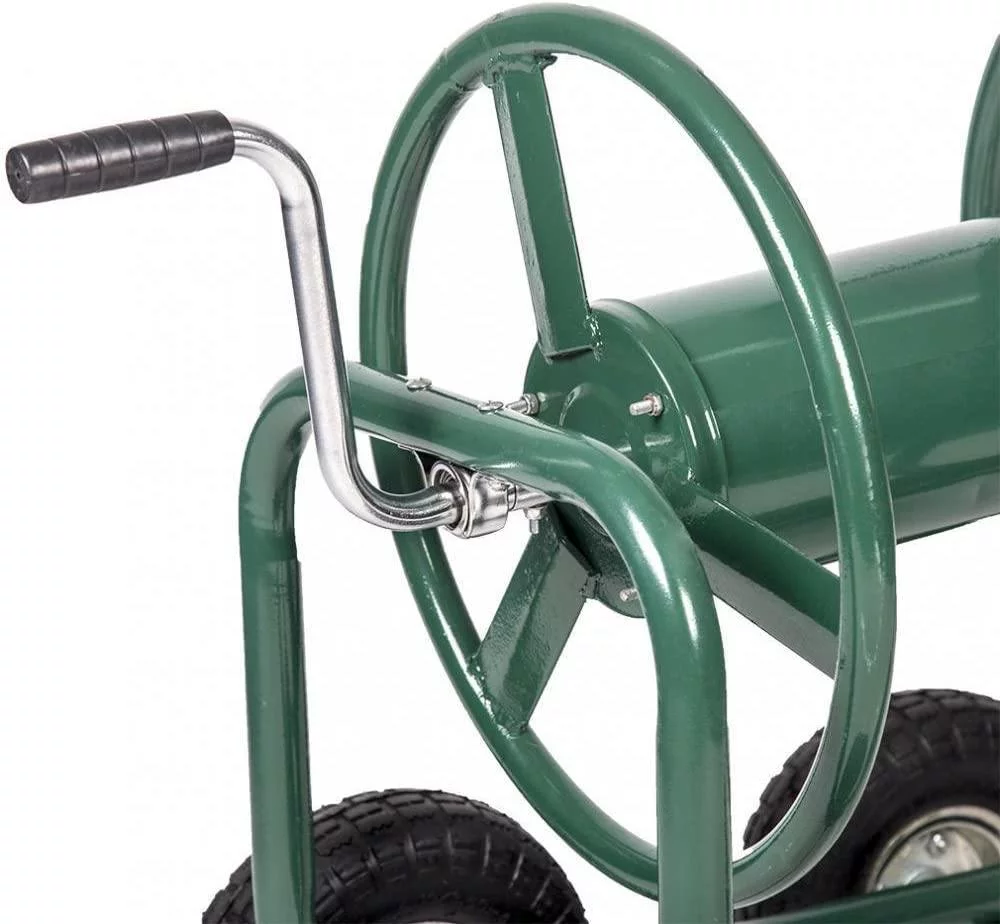 YRLLENSDAN Garden Hose Reel Cart with Wheels,  metal hose reel Holds 300-Feet of 5/8