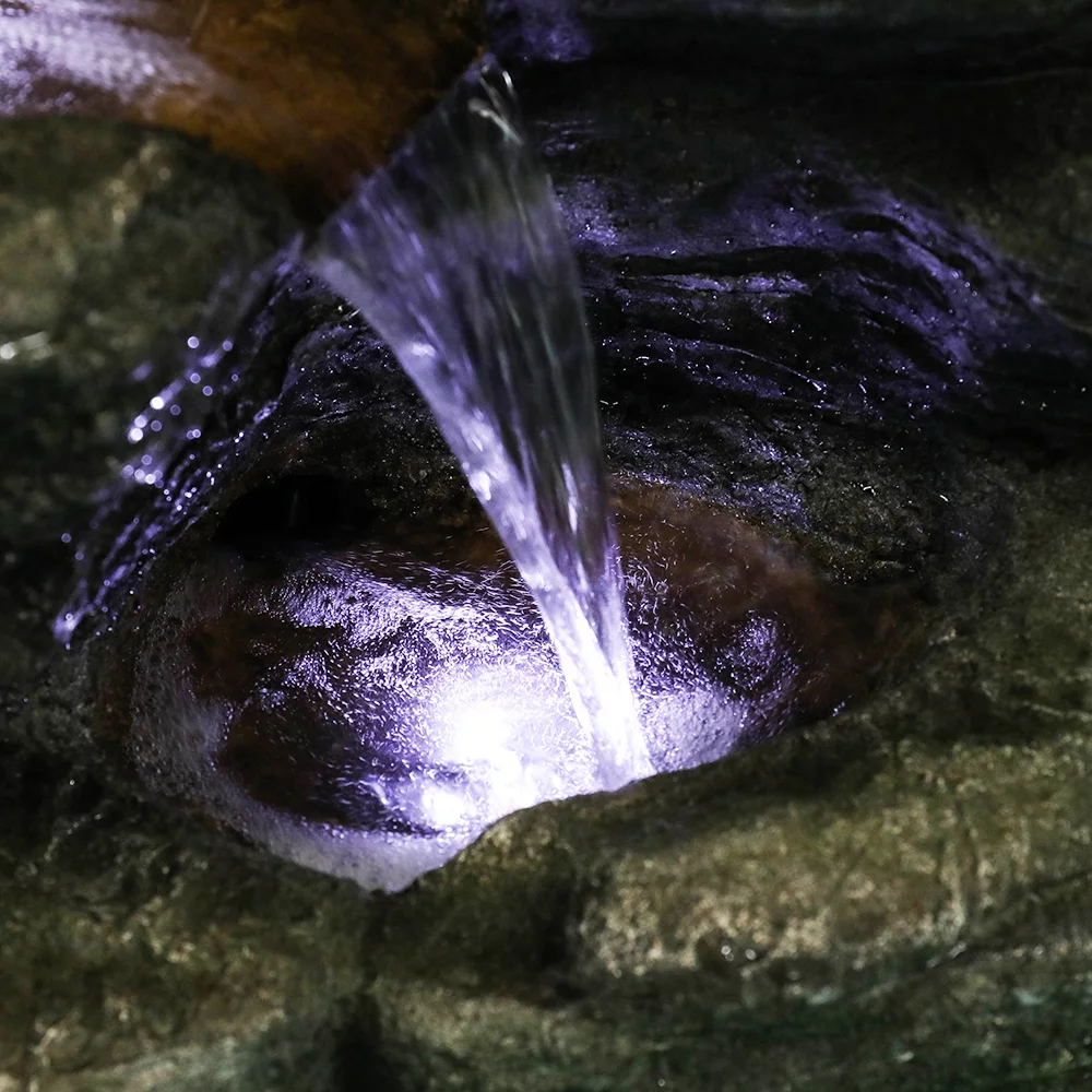 Willwolf Outdoor Water Fountain with LED Lights, 6-Tiered Electric Resin Waterfall for Garden Patio Lawn Yard and Porch