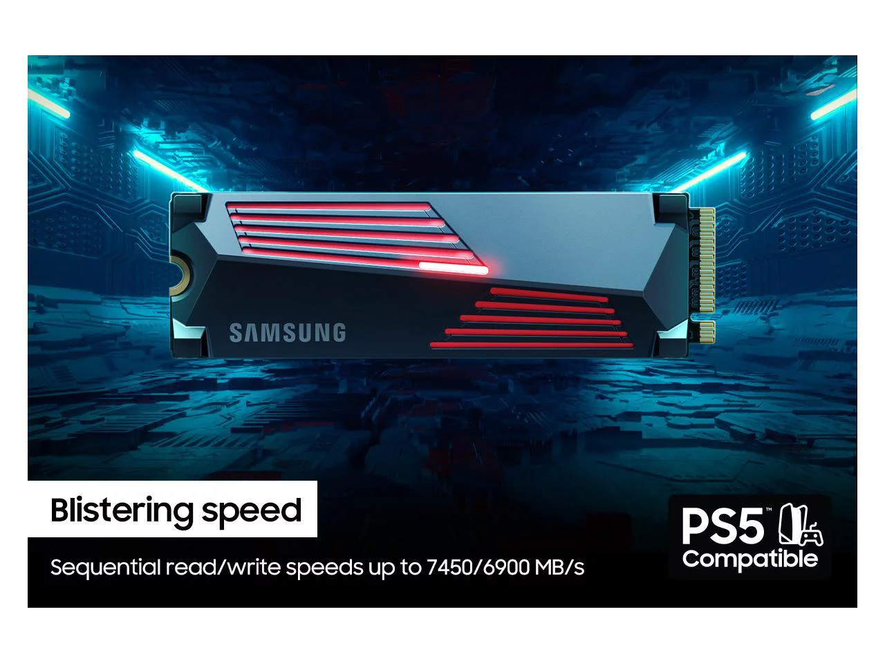 SAMSUNG SSD 990 PRO with Heatsink 2TB, Internal PCIe 4.0, Compatible with PlayStation 5 (MZ-V9P2T0GW)