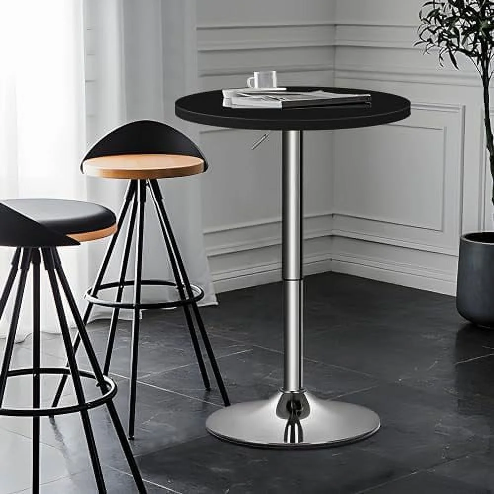 FDSHOIYN 23.5'' Round Pub Table   Degree Swivel Cocktail  Table with Black Leg  Adjustable Height Range 27.5"-35.7" for Living Room Kitchen  Cocktail Table (Red)