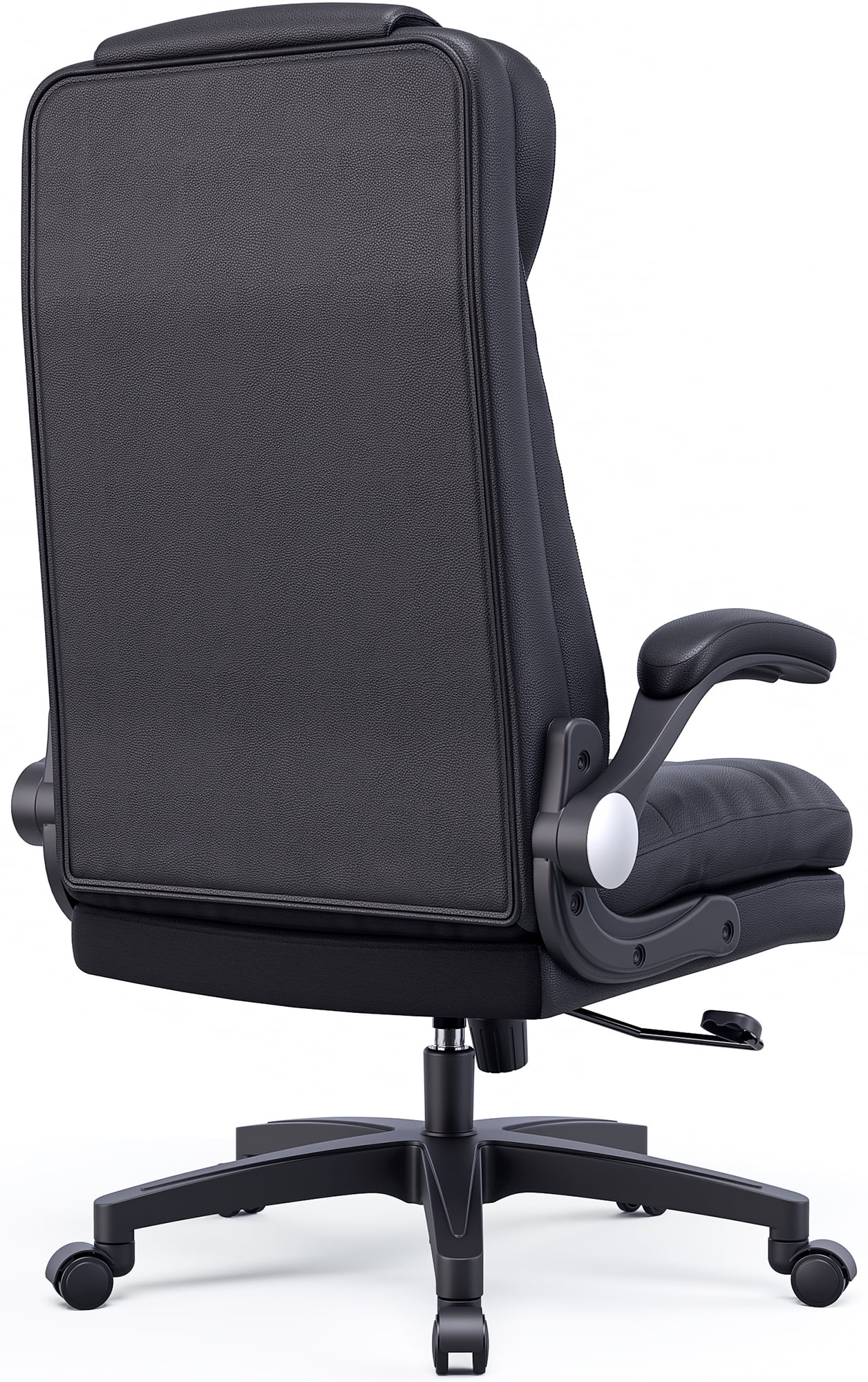 Hbada Ergonomic Executive Office Chair, Big & Tall Desk Chair, PU Leather Swivel Rocking Chair with Flip-up Padded Armrest and Adjustable Height, Black