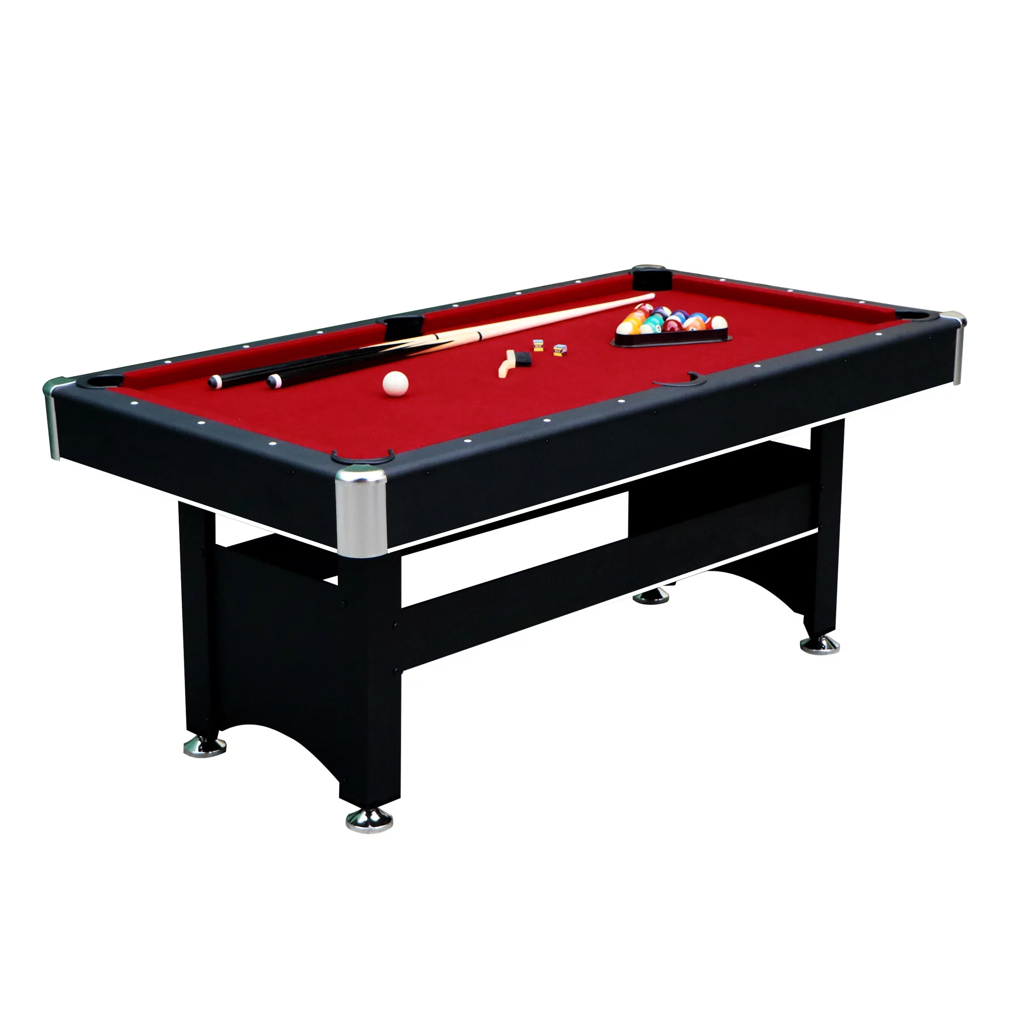 Hathaway Spartan 6-ft Pool & Table Tennis Multigame Table, All Accessories Included – Black with Red Felt