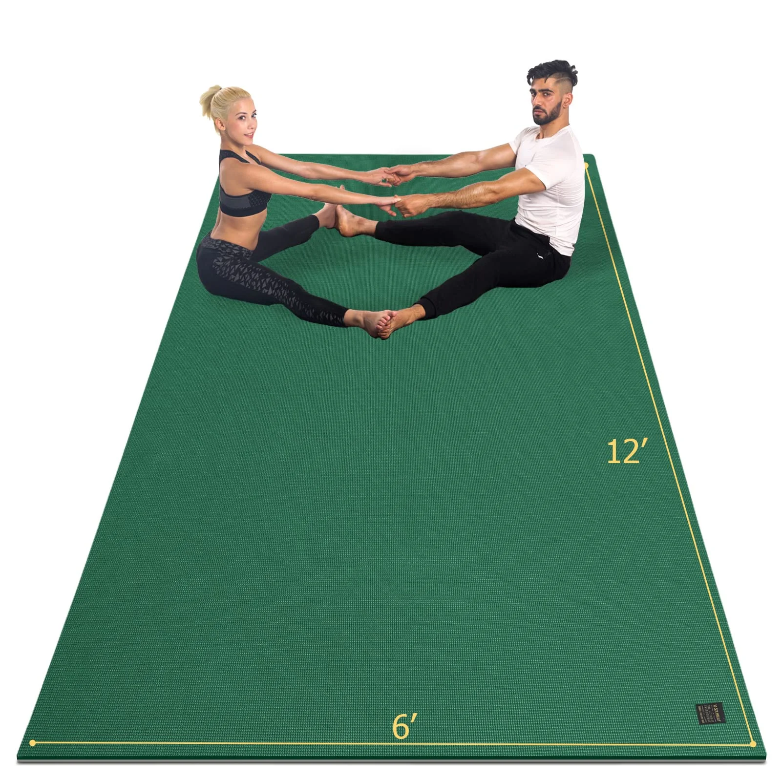 Extra Large Yoga Mat 12'x6'x7mm, Thick Workout Mats for Home Gym Flooring, Non-Slip Quick Resilient Barefoot Exercise Mat for Pilates, Stretching, Non-Toxic, Extra Wide and Ultra Comfortable