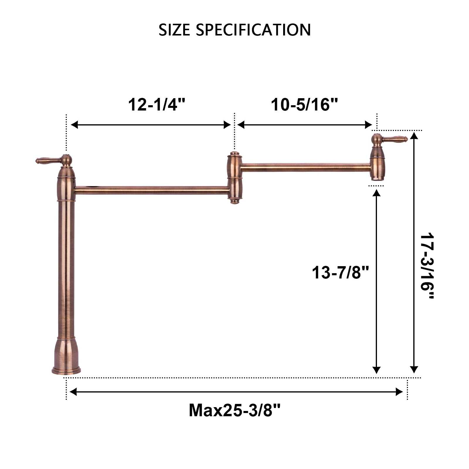Copper Pot Filler Kitchen Faucet Deck-Mounted