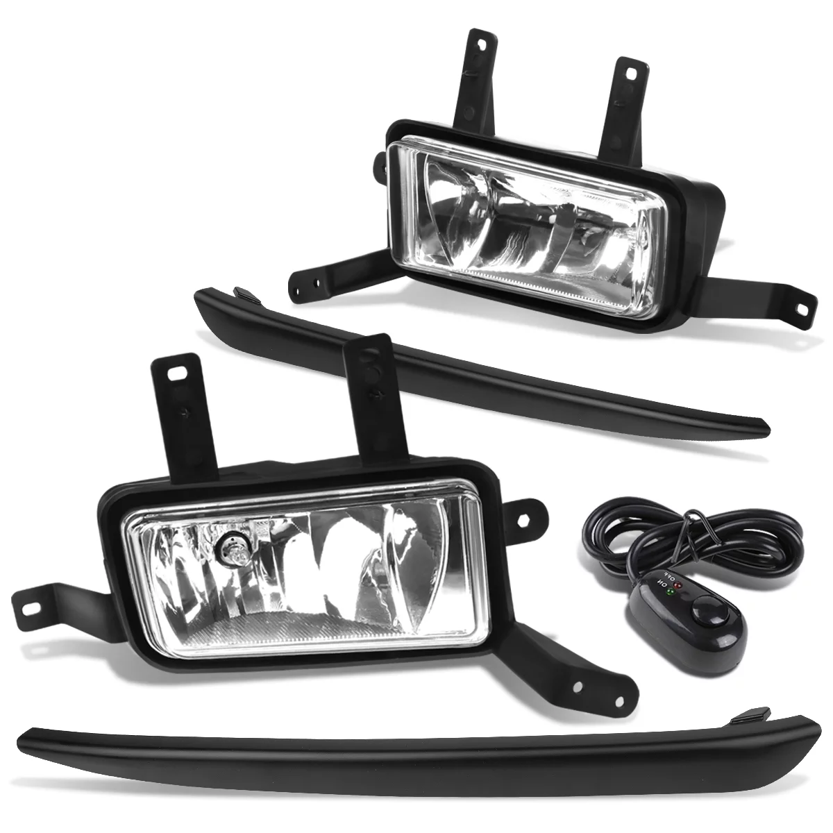 DNA Motoring FL-ZTL-253-CH For 2015 to 2018 Chevy Suburban Tahoe Pair Bumper Driving Fog Light Lamp+Black Bezel+Switch Clear Lens 16 17