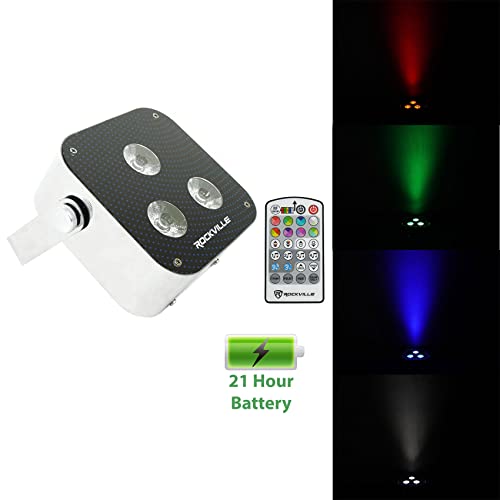 (2) Rockville Mini RF3 RGBWA+UV DMX DJ/Party LED Wash Lights+4-Ch. RF Par Remote
