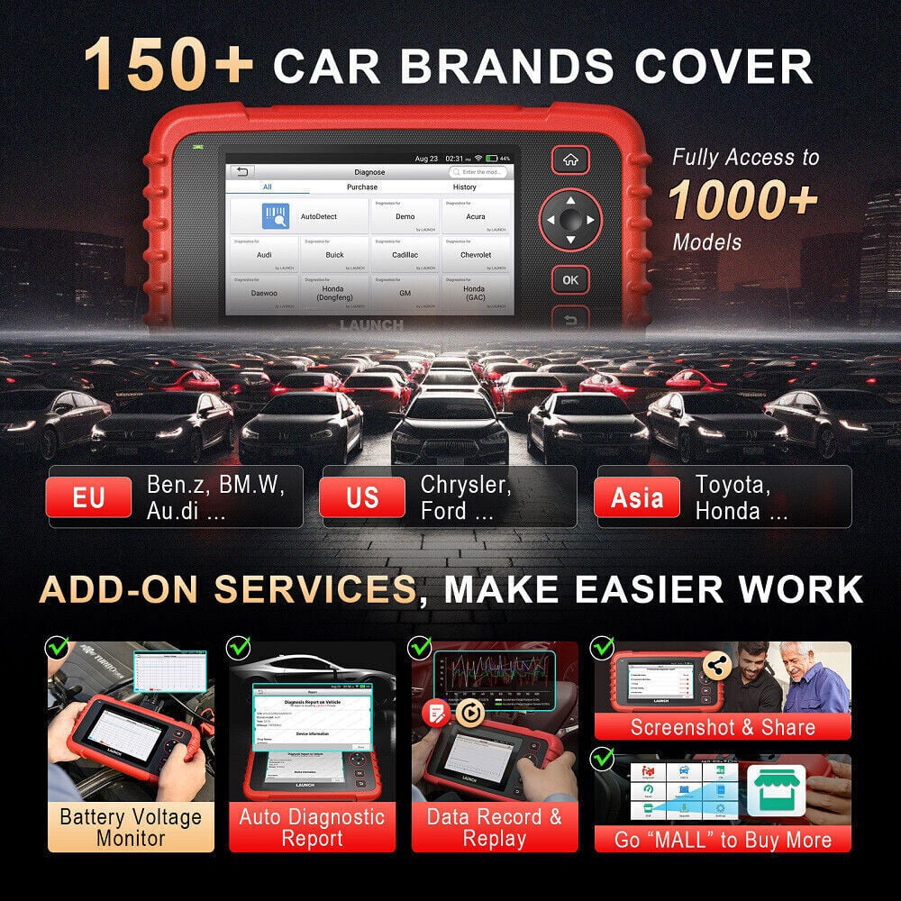 LAUNCH CRP123X Plus Car Diagnostic OBD2 Scanner All System Diagnoses 3 Rest Services Battery Test, Auto VIN, 2 Years Free Online Update New Ver. of CRP123X