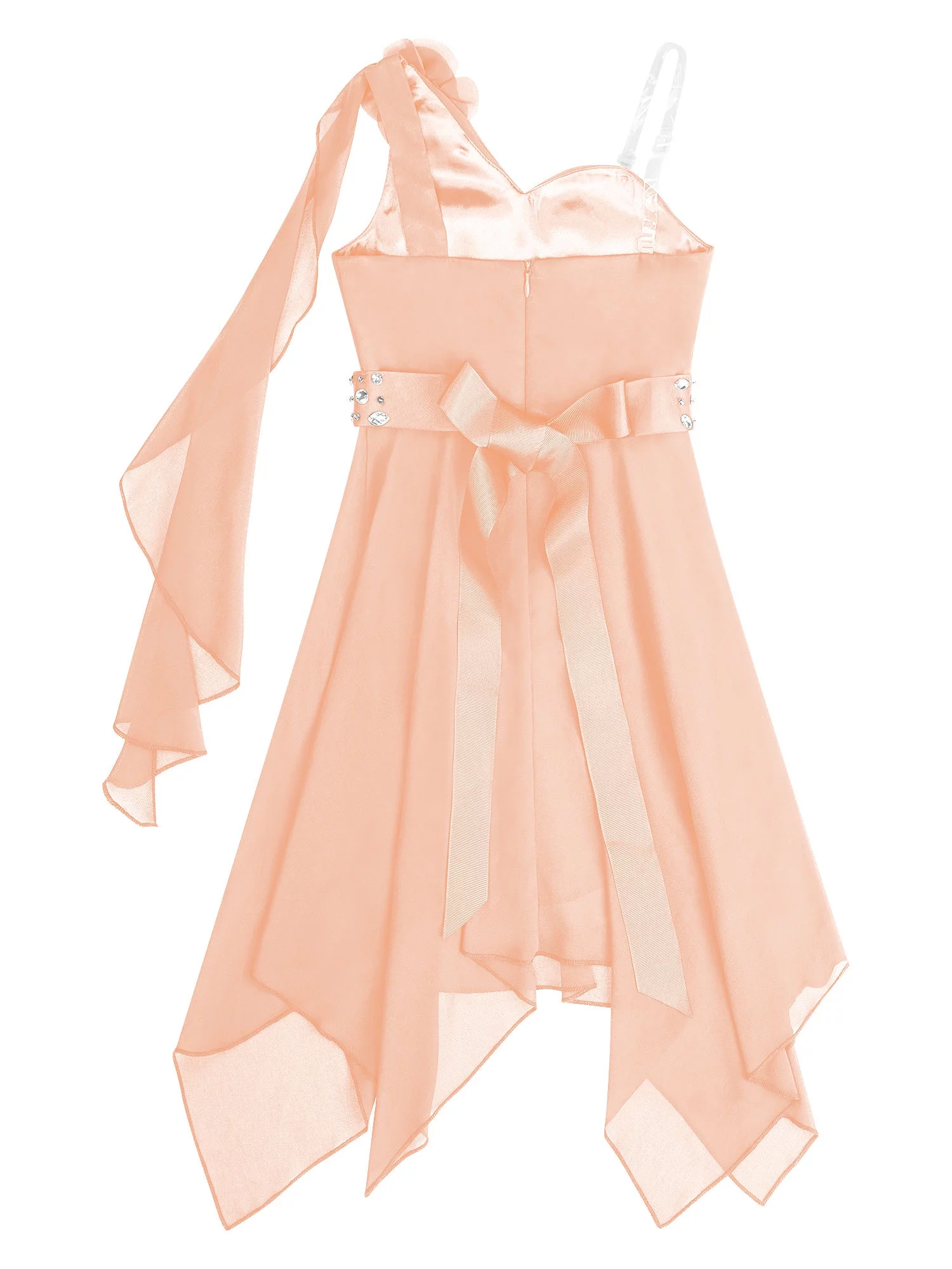 vastwit Kids One Shoulder Flower Girls Dress Asymmetric Chiffon Bridesmaid Wedding Pageant Ball Gown Pink 14