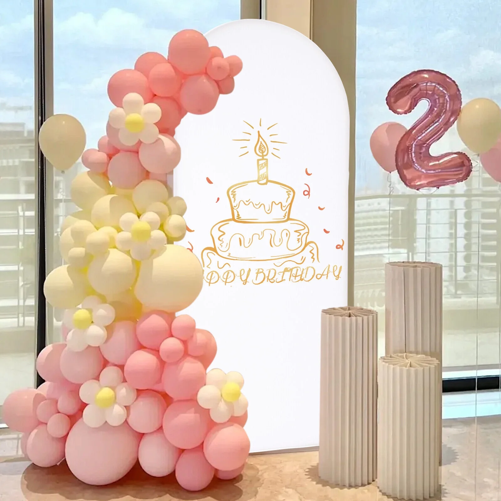 Wedding Arch Backdrop Stand 6ft Gold White Metal Arch Backdrop Stand 180*80 cm