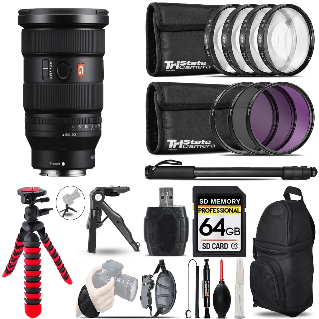 SONY FE 16-35mm f/2.8 GM II Lens for Sony E + MACRO, UV-CPL-FLD Filter + Monopad - 64GB Accessory Kit