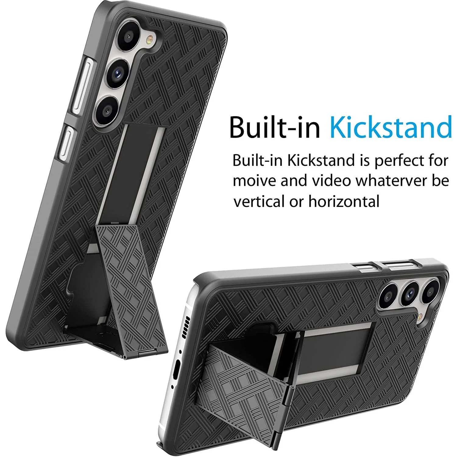 Galaxy S23 Case, Galaxy S23 5G Holster Clip,  [Tstraw] Hard Shell [Kickstand] Secure Locking Belt Swivel Clip Defender Carrying Full Body Ultra Slim Case Cover for Samsung Galaxy S23 - Black