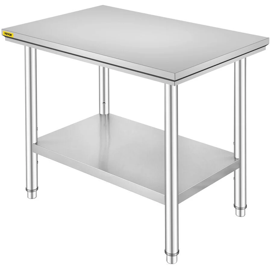 Stainless Steel Work Table 24x36 in with Adjustable Shelf and Feet