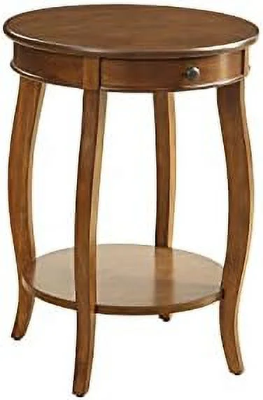 xrboomlife Traditional Round End Table with Drawer and Bottom   18" Dia x 24" H