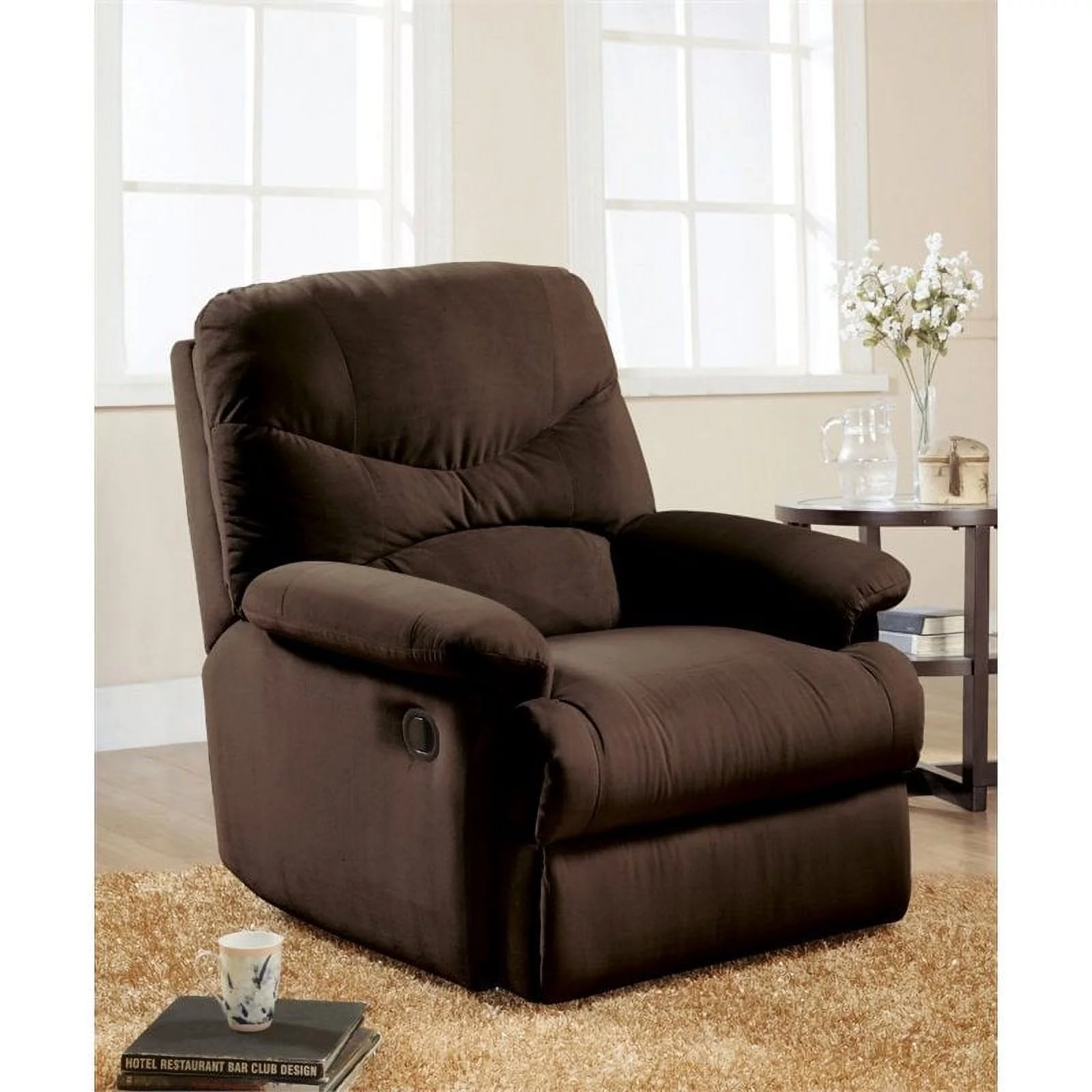 Bowery Hill Glider Recliner in Chocolate
