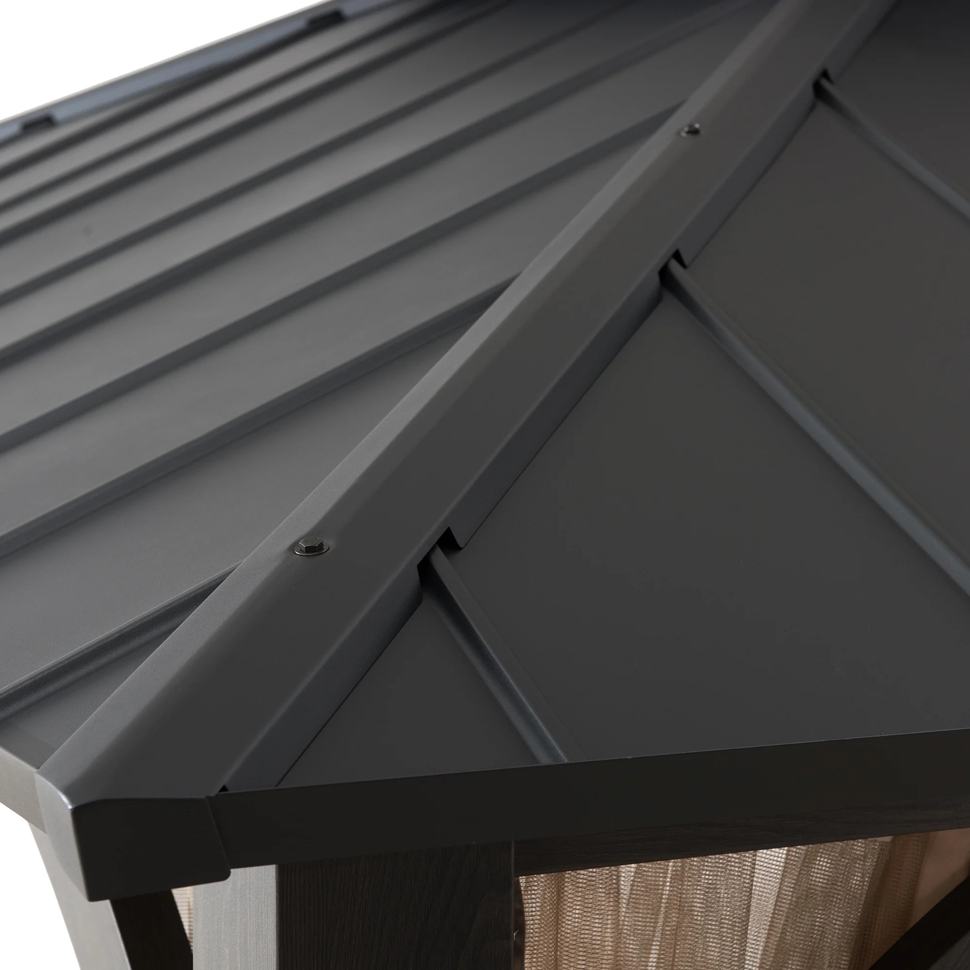 Sunjoy 13x15x10.4 Churchill Hard Top 2-Tier Metal Gazebo With Netting