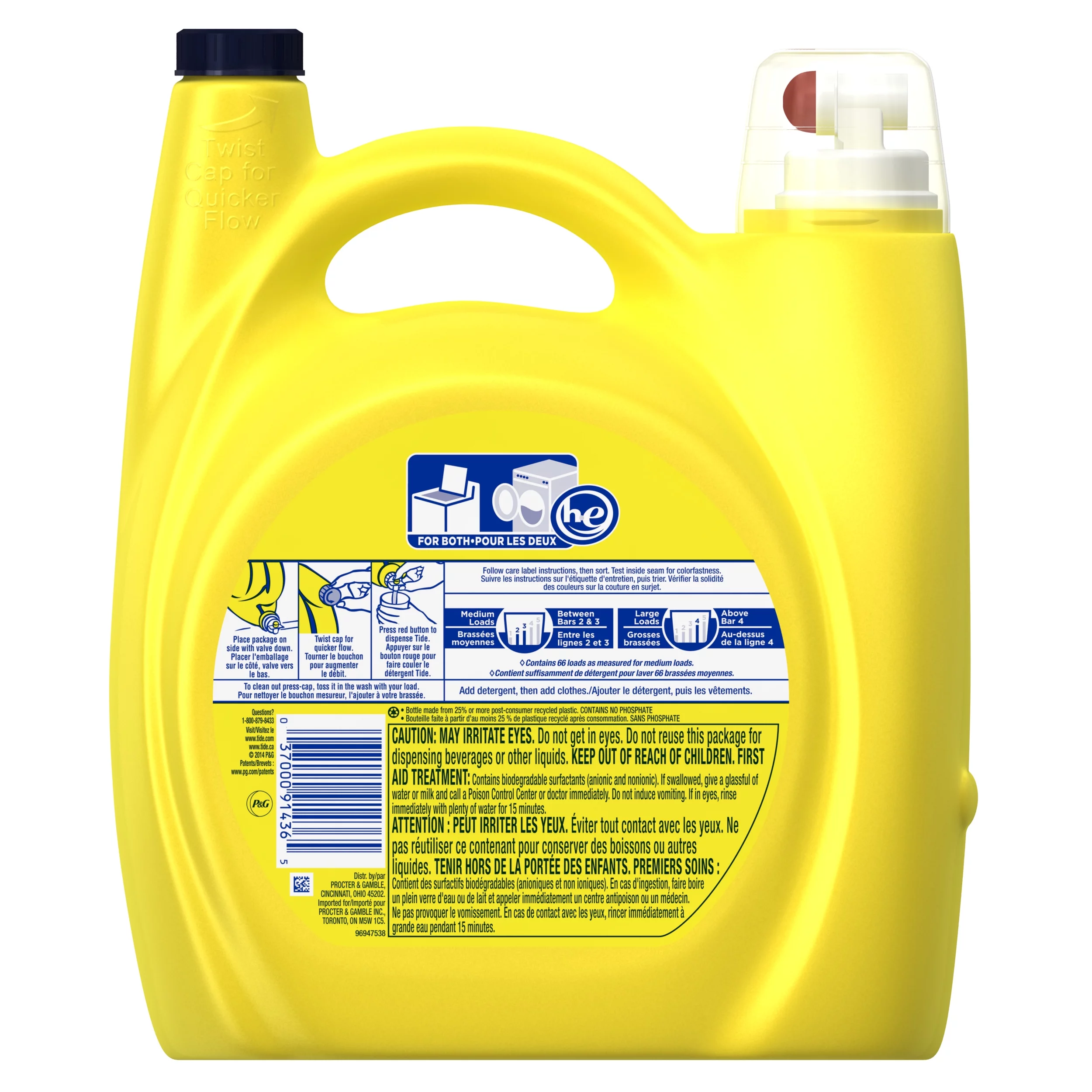 Tide Simply Cotton Cool HE, 66 Loads Liquid Laundry Detergent, 138 fl oz