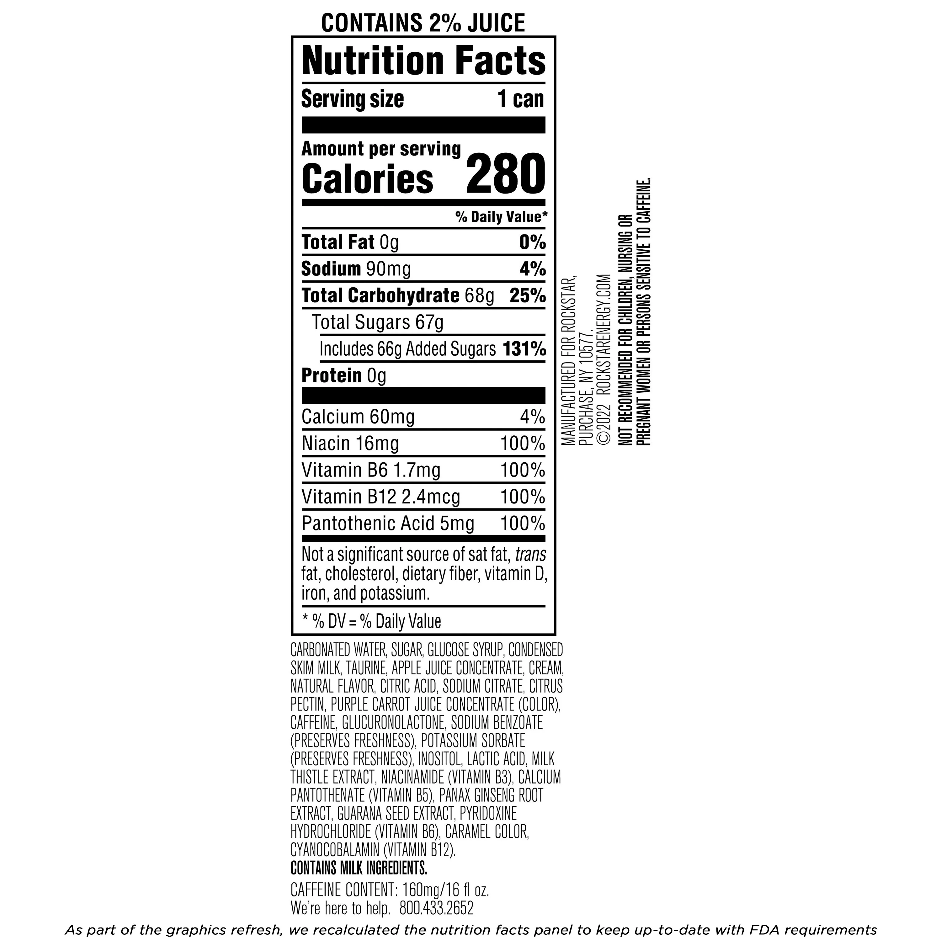 Rockstar BOOM! Whipped & Blended Energy Drink, Strawberry, 16 fl oz, 24 Pack Cans