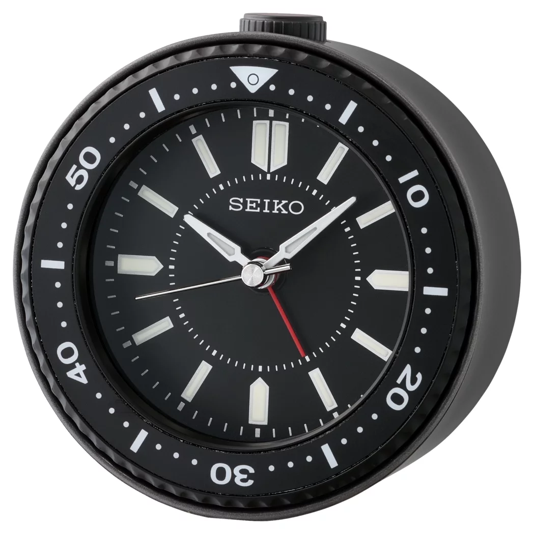 Seiko Mai Alarm Clock, Black, Analog, Quartz, QHE184KLH