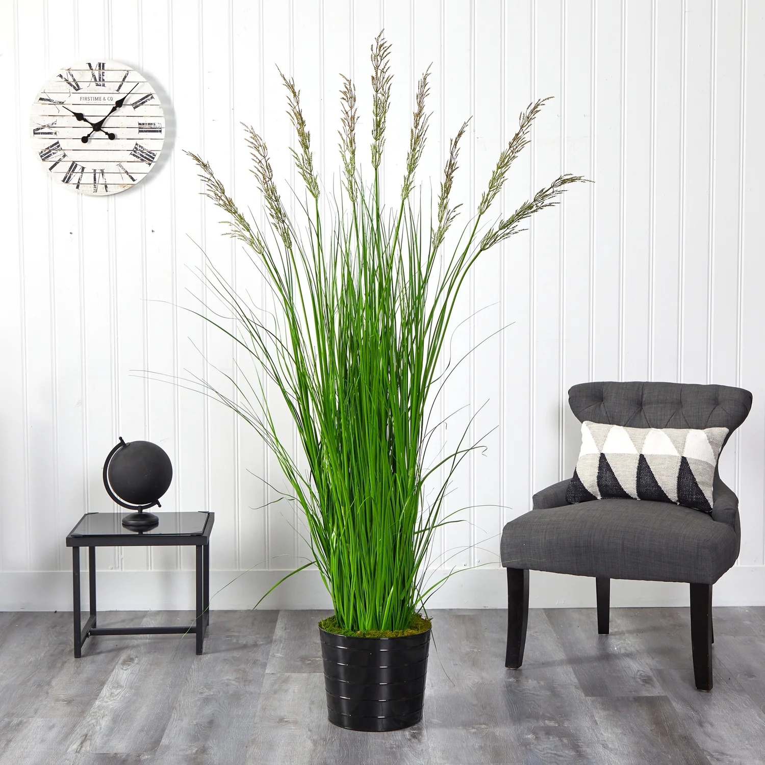 HomeStock Farmhouse Fresh 6Ft. Grass Artificial Plant In Black Tin Planter