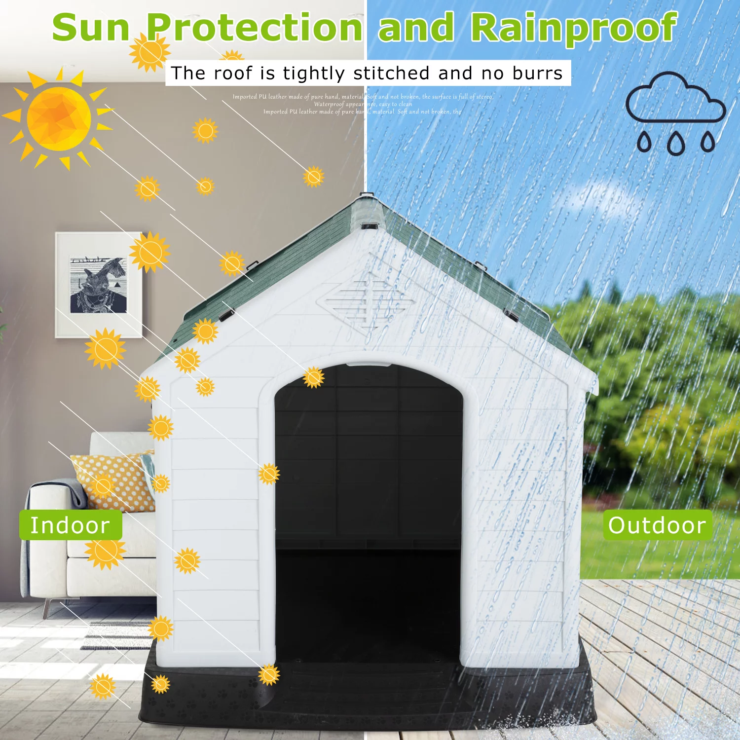 YRLLENSDAN 32in Insulated Dog House Outdoor, Igloo Dog Houses Plastic Dog House for Small Medium Dogs Waterproof with Air Vents & Elevated Floor, Green