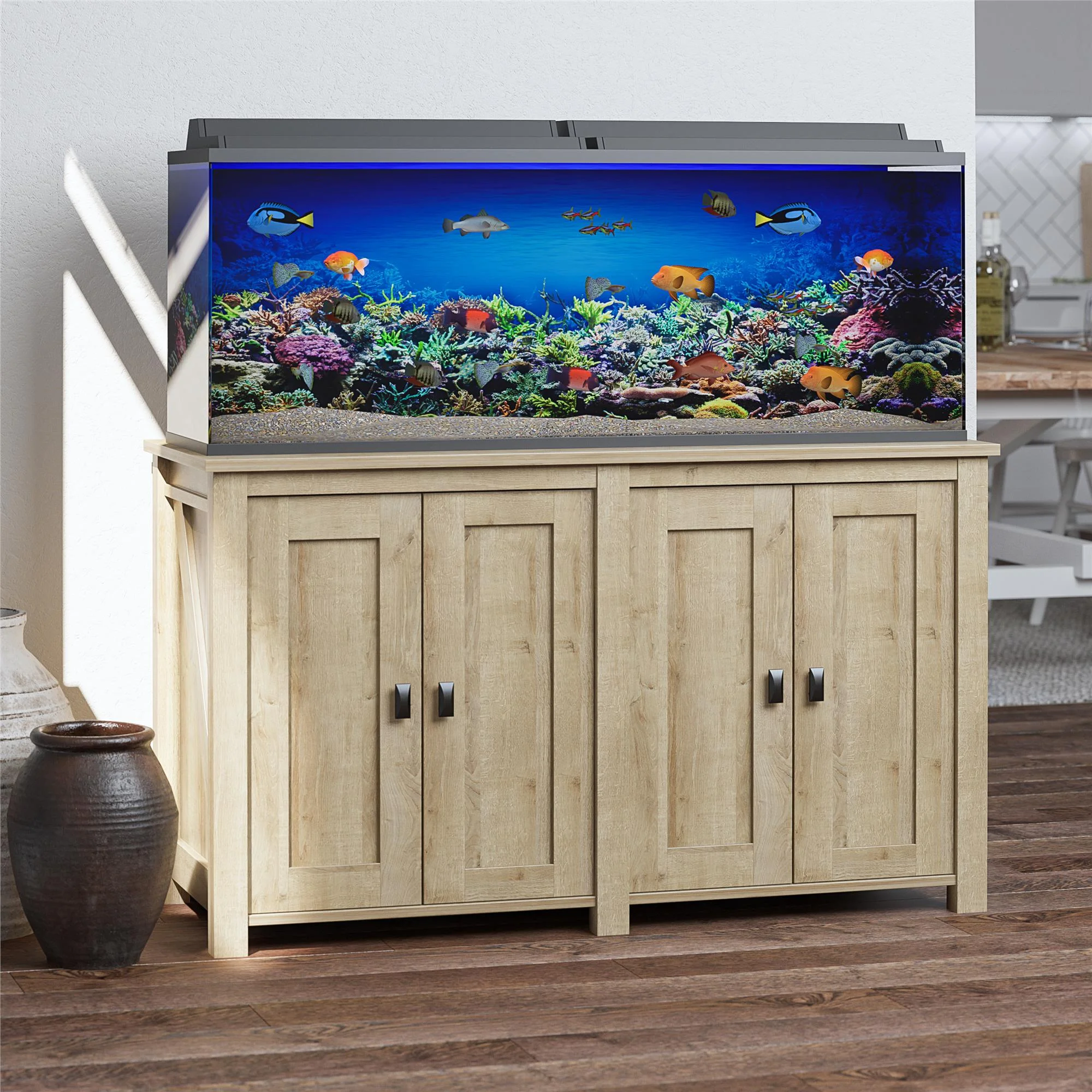 Woven Paths Scandi Farmhouse 55 Gallon Aquarium Stand, Natural