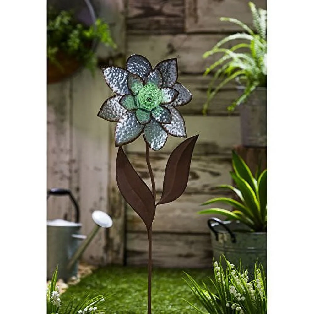 Evergreen At Ease Glow in the Dark Galvanized Garden Stake, 11.5''x 3.3'' x 33.5'' inches