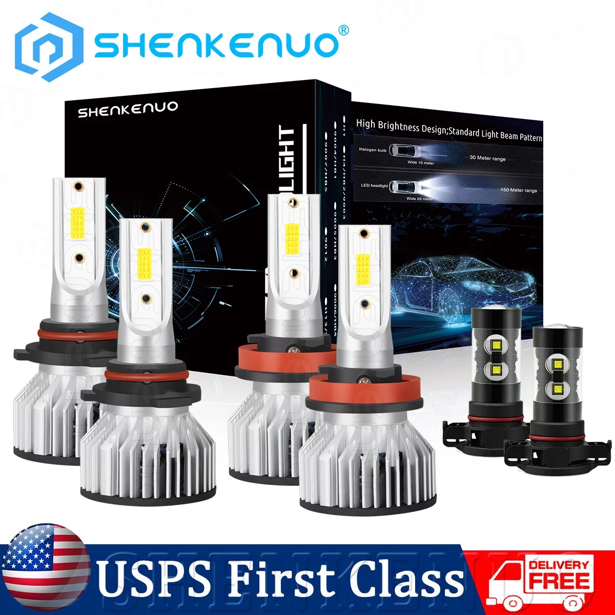 For Chevy Silverado 1500 2500HD 3500HD 2007-2014 LED Headlight Fog Lights Bulbs