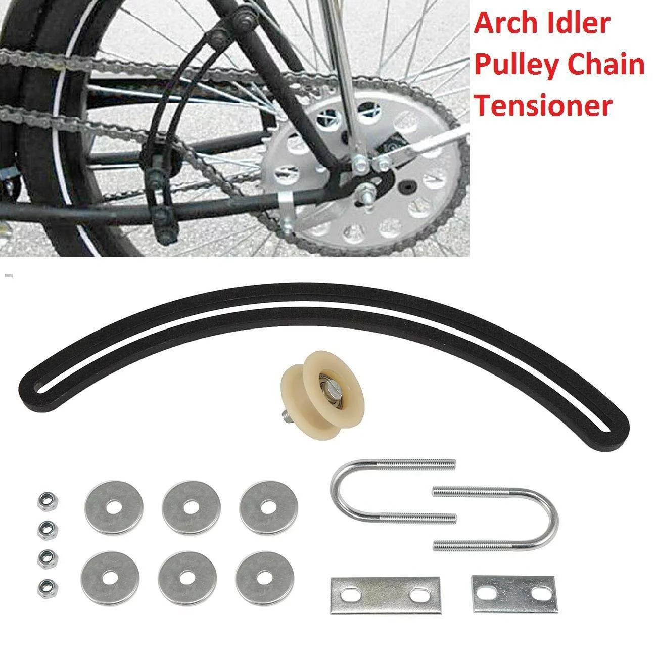 80CC Arch Idler Pulley Chain Tensioner For 2-Stroke Gas Motorized Bicycle Bike