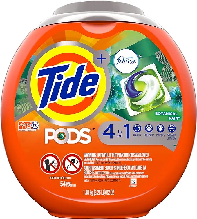 Tide PODS Plus Febreze Laundry Detergent Packs Bag, Botanical Rain, 54 Count