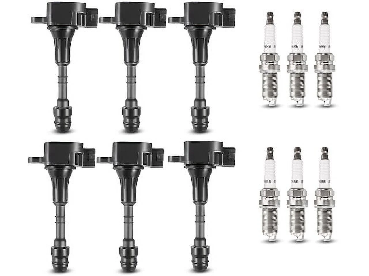 Ignition Coil and Spark Plug Kit 6 - Compatible with 2002 - 2004 INFINITI I35 Base Sedan 3.5L V6 2003