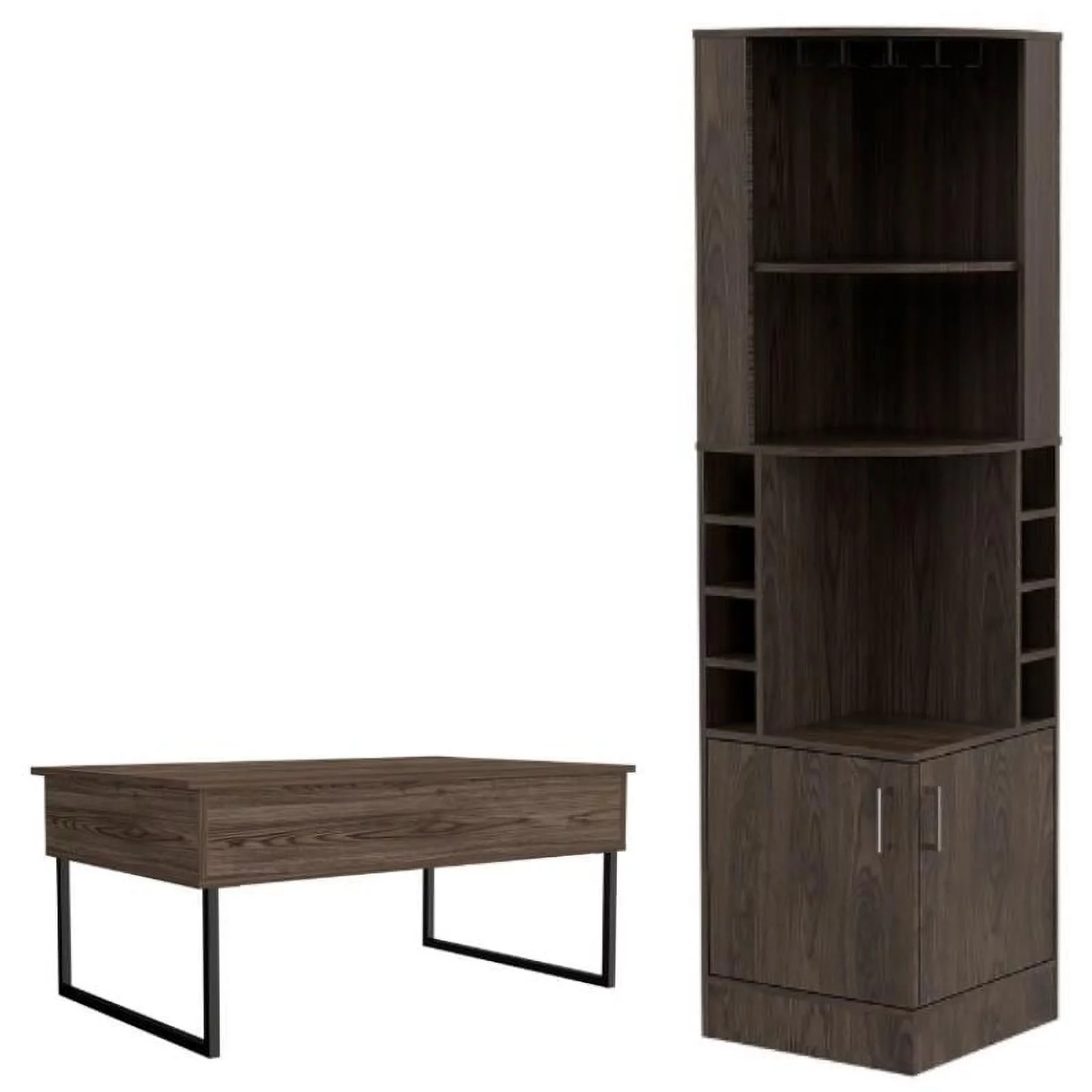 Home Square 2-Piece Set with Lift Top Coffee Table and Corner Bar