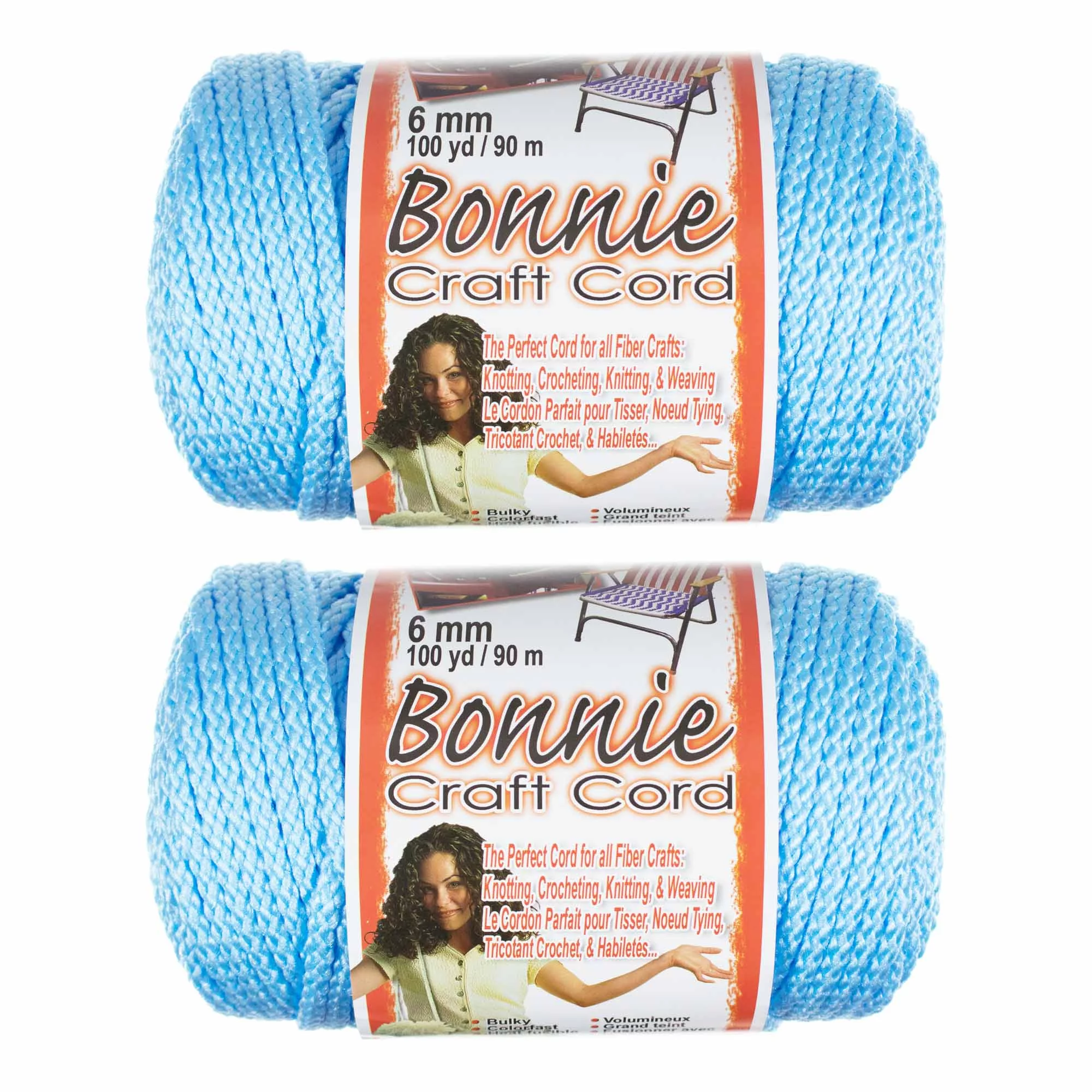 2 Pack Bonnie Macrame Cord - 6mm - 100 yd Lengths - Various Colors
