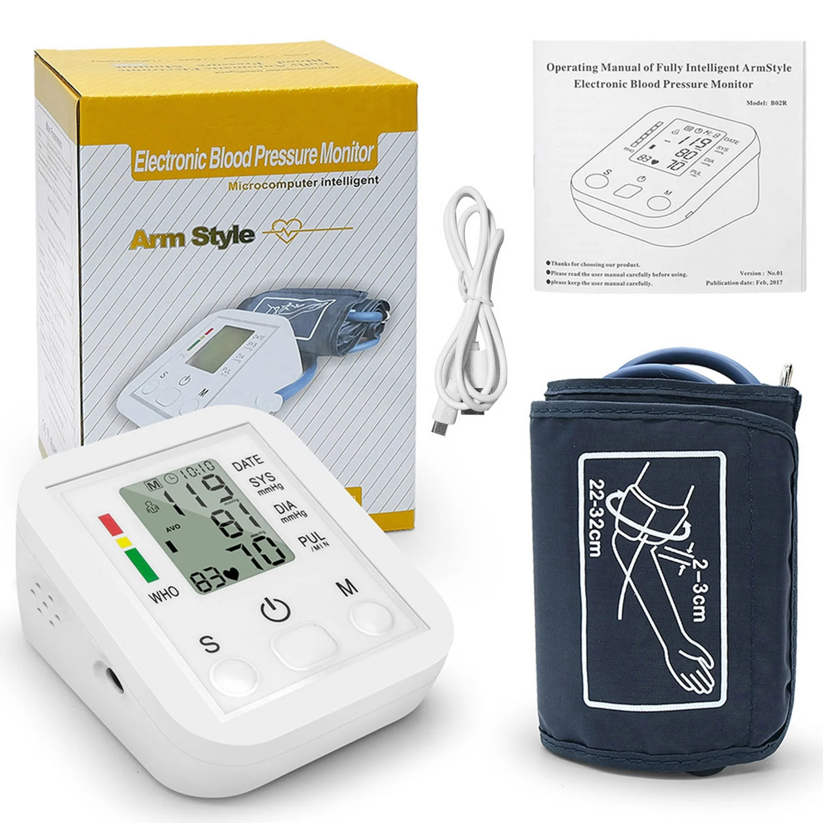 Pinnaco Arm Band Type Sphygmomanometer LCD Display Accurate Measurement Pressure Portable & Household Use
