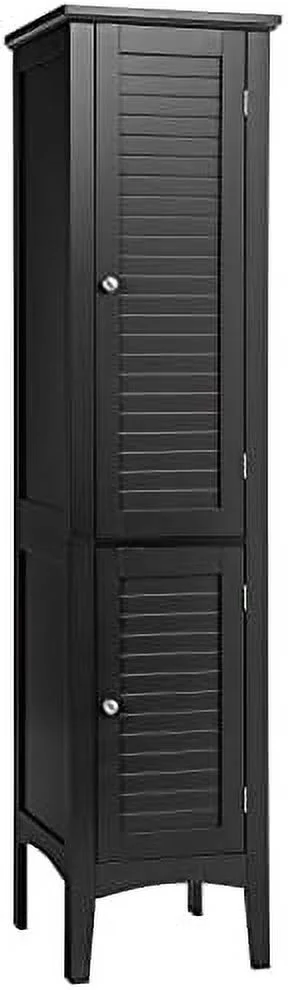 FDSHOIYN Tall Bathroom  Cabinet  5-Tier Wooden Freestanding Tower Cabinet Floor Organizer  Narrow  Floor Cabinet w/2 Doors & Shelves for Bathroom Living Room Kitchen (Grey)