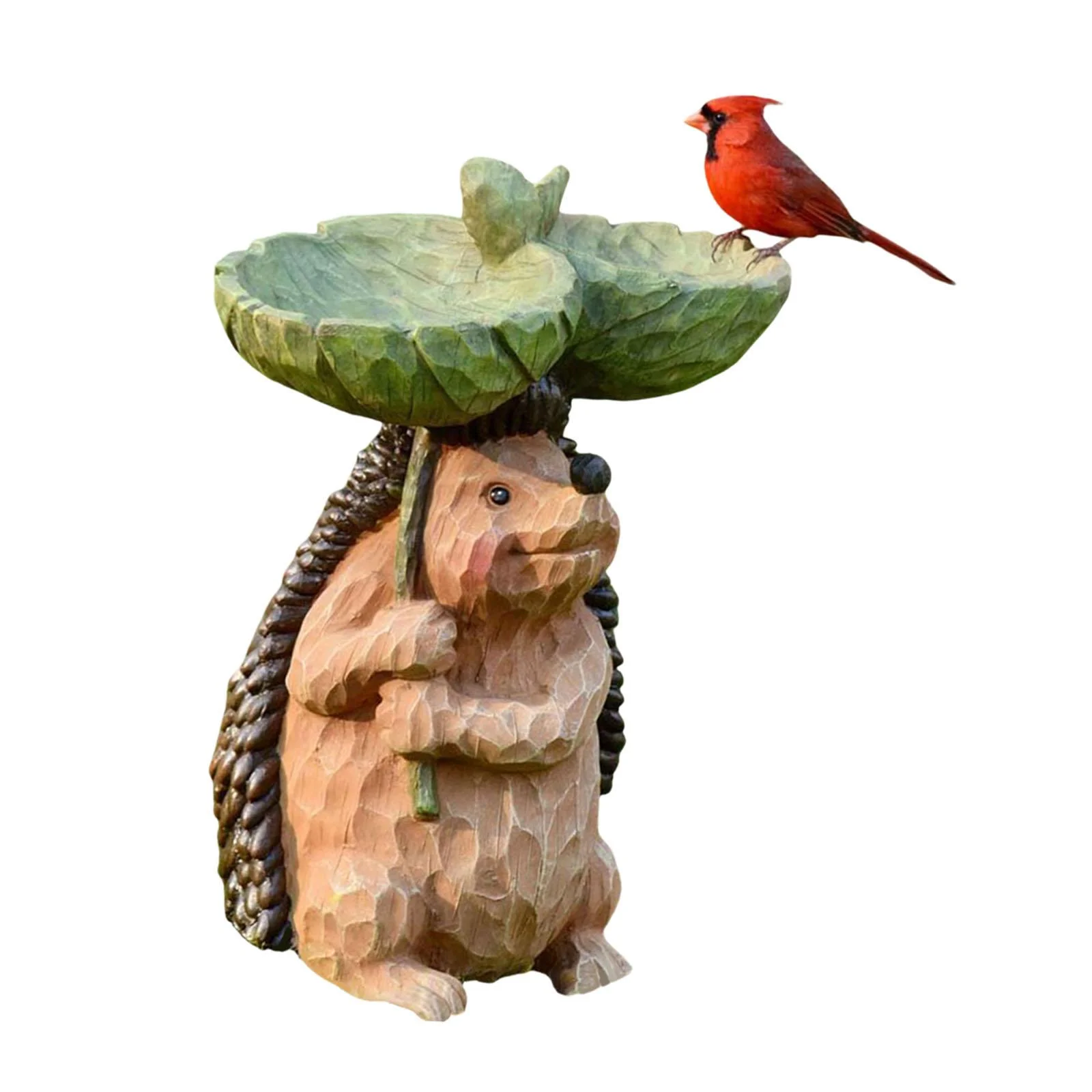 oshhnii Garden Bird Bath Bowl Yard Backyard Sculpture Resin Statue Figurine Resin Feeder Hedgehog 15x10x20cm