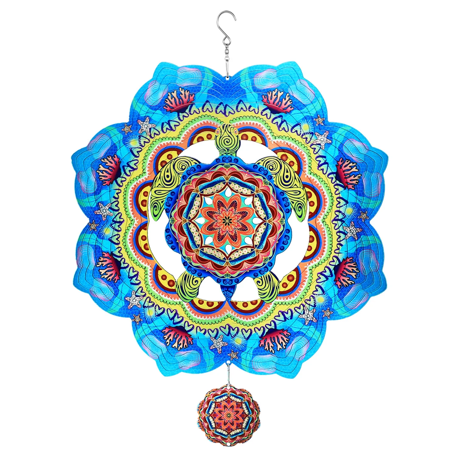 Liranovly 3D Metal Turtle Wind Spinner-Hanging 12in Spinfinity Designs Wind Spinners for Outdoor & Indoor Decorations