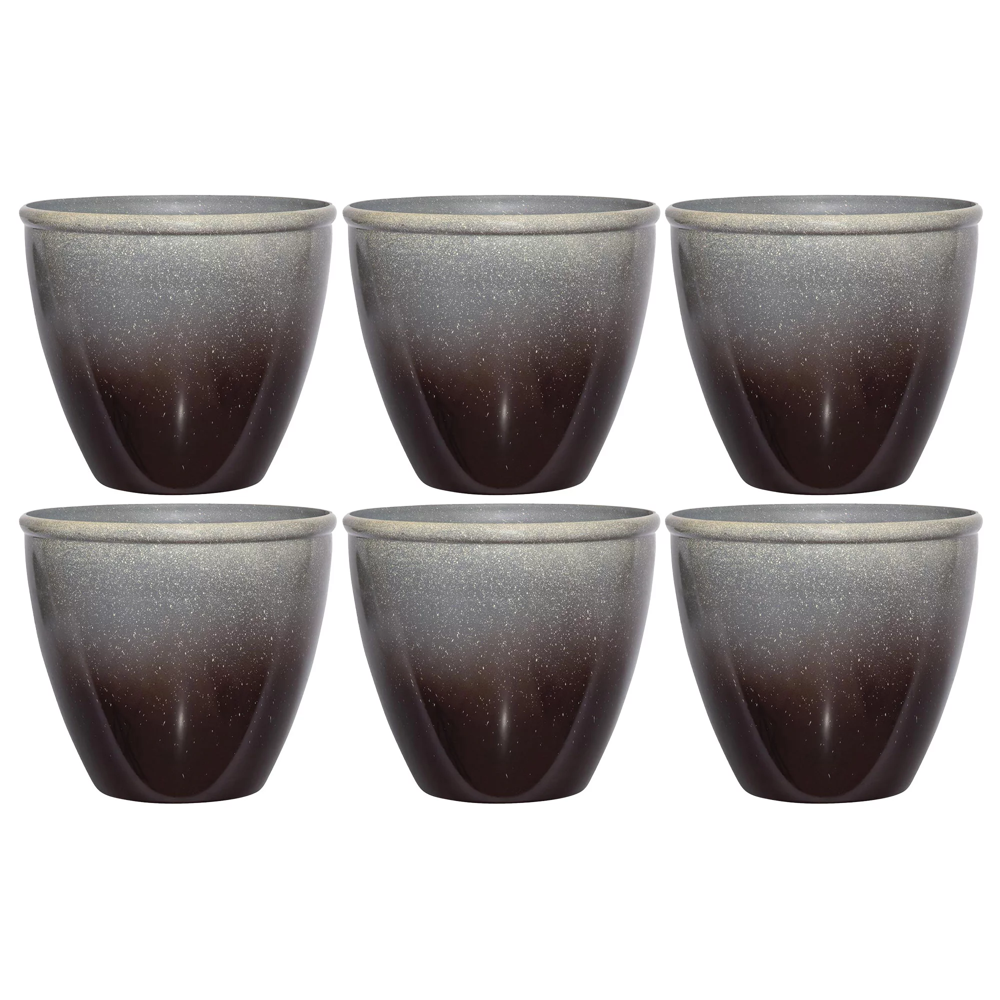 Suncast Seneca Ombre Decorative Planter Flower Pot, Bronze/Brown (6 Pack)