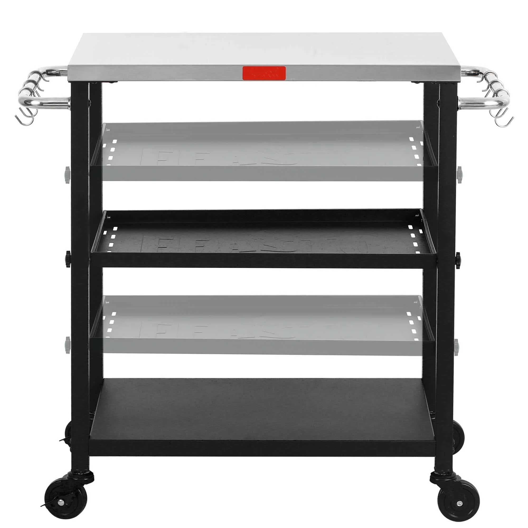 3-Shelf Adjustable Layer’s Indoor&Outdoor Grill Table,Movable Work Table,Grill Cart,Outdoor Cooking Table,Grill Table for Outside,Outdoor Bar Cart with Wheels,Stainless Steel Tabletop,L34xW16.1
