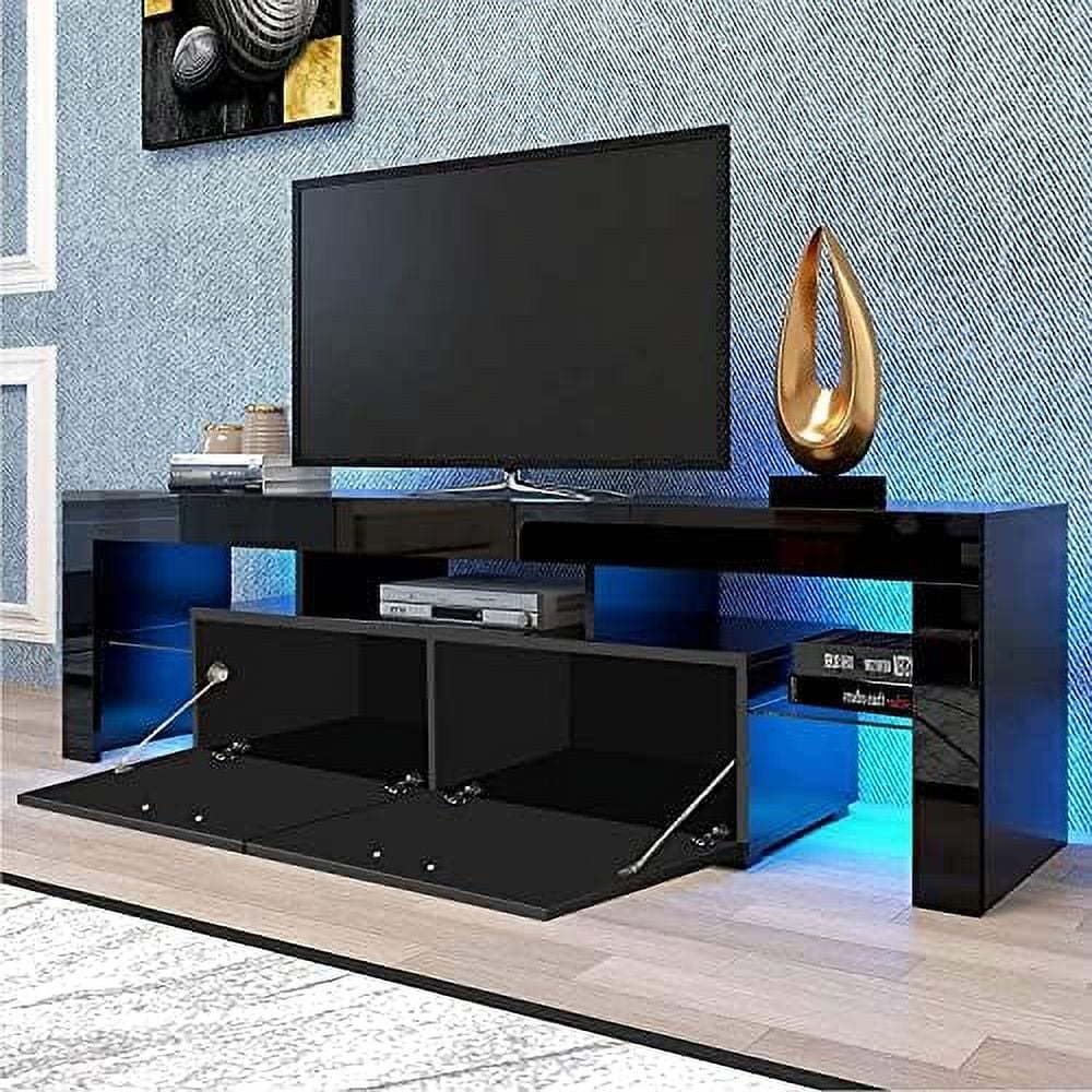 HYHBIBOOM TV Stand for 65 inch TV with  - Entertainment Center for 65 inch TV  White TV Stand with LED Lights and 2 Drawers  Living Room Television Stands Media Console Table