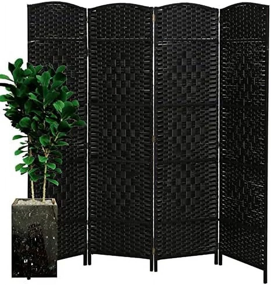 HBLUKDL 6 Panel Wood Room Divider Louvered Privacy Screen 5.6FT Tall Foldable Separator for Bedroom  Freestanding Home Office Partation Divider Screens  Brown