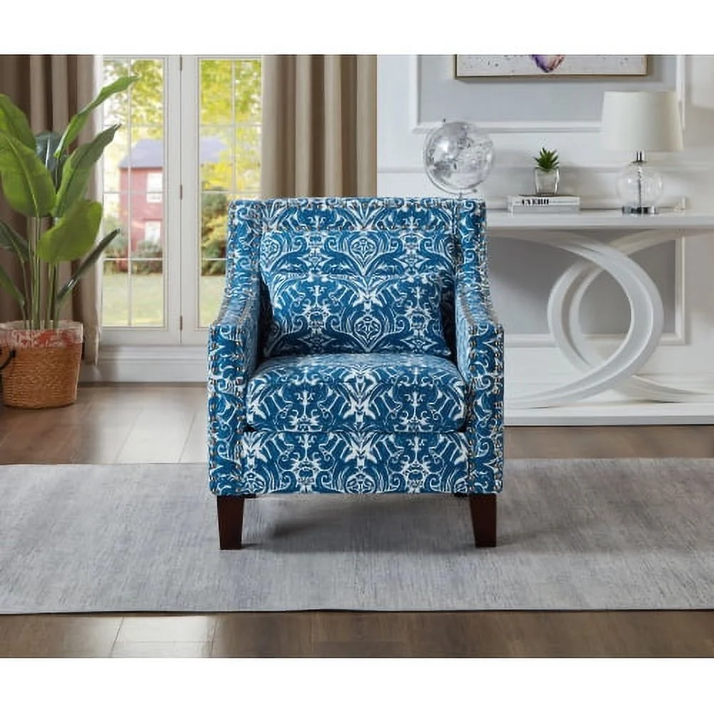 DremFaryoyo Mid-Century Printing Accent Chair  Polyester Fabric Upholstery Club Chair with Nail  Wood Frame Comfy Barrel Chair for Living Room  Bed Room Seat