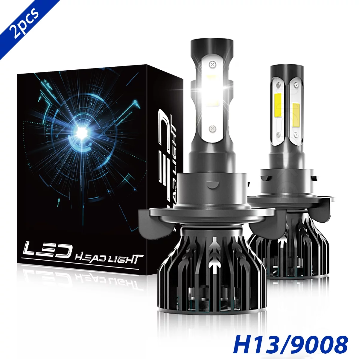 H13 High&Low Beam for Chevy Cruze 2011-2015 LED Headlight Bulbs Super Bright White 6000K 2x